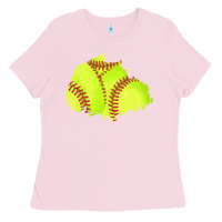 Bubblegum Pink softball patch Ladies Tee - AdoDesignShop