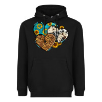 Black cowhide leopard hearts Heavyweight Hoodie - OliviaCreatesArt