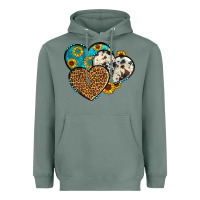 Sage cowhide leopard hearts Heavyweight Hoodie - OliviaCreatesArt