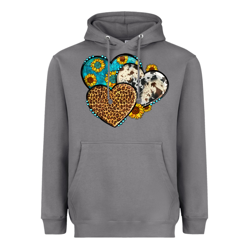 Cowhide Leopard Hearts Heavyweight Hoodie by OliviaCreatesArt | Teevron
