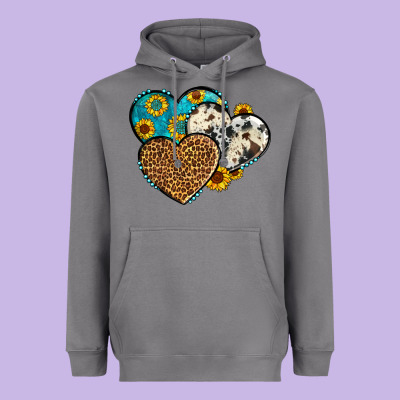 Cowhide Leopard Hearts Heavyweight Hoodie Designed By Oliviacreatesart
