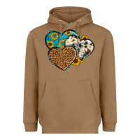 Toasted Coconut cowhide leopard hearts Heavyweight Hoodie - OliviaCreatesArt