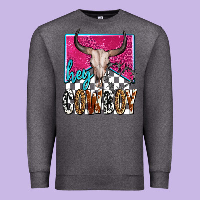 Western Hey Cowboy Premium Sweatshirt Designed By Oliviacreatesart