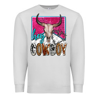 Dove Grey western hey cowboy Premium Sweatshirt - OliviaCreatesArt