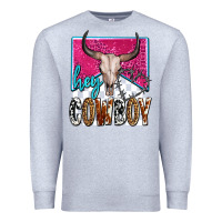 Heather Grey western hey cowboy Premium Sweatshirt - OliviaCreatesArt