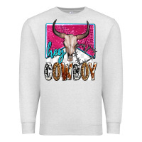 Oatmeal Heather western hey cowboy Premium Sweatshirt - OliviaCreatesArt