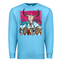 Ocean Blue western hey cowboy Premium Sweatshirt - OliviaCreatesArt