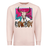 Pale Pink western hey cowboy Premium Sweatshirt - OliviaCreatesArt