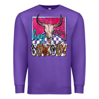 Purple western hey cowboy Premium Sweatshirt - OliviaCreatesArt