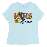 Baby Blue pink mama bear with cute bear Ladies Tee - Artiststas