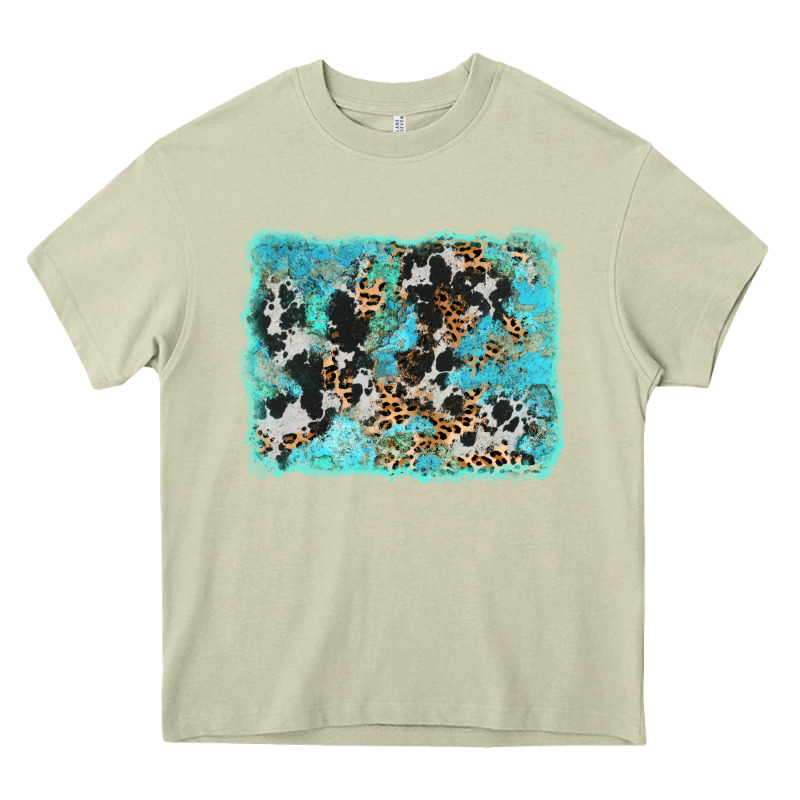 Turquoise Cowhide Leopard Background Heavy Core Tee by AdoDesignShop | Teevron