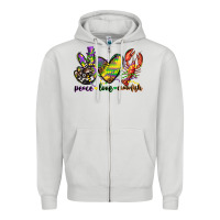 Dove Grey peace love crawfish mardi gras Zipper Hoodie - CowGirlArtShop