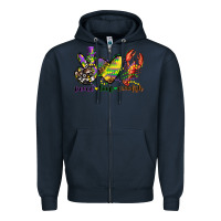 Navy peace love crawfish mardi gras Zipper Hoodie - CowGirlArtShop