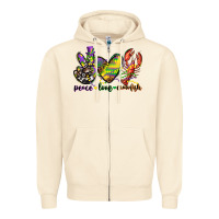 Sandshell peace love crawfish mardi gras Zipper Hoodie - CowGirlArtShop