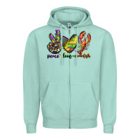 Seafoam peace love crawfish mardi gras Zipper Hoodie - CowGirlArtShop