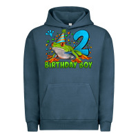 Pigment Midnight Navy birthday boy frog age 2 Urban Hoodie - LillyAllenDesigns