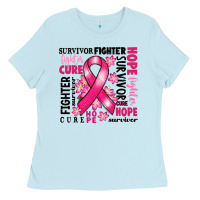 Baby Blue survivor breast cancer ribbon Ladies Tee - RanaPortraitStore