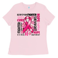 Bubblegum Pink survivor breast cancer ribbon Ladies Tee - RanaPortraitStore