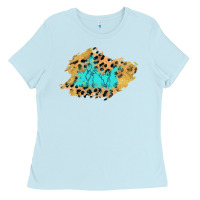 Baby Blue glitter leopard turquoise patch Ladies Tee - AdoDesignShop