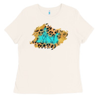 Bone glitter leopard turquoise patch Ladies Tee - AdoDesignShop