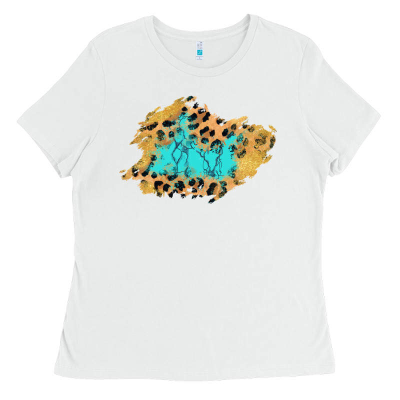 Glitter Leopard Turquoise Patch Ladies Tee by AdoDesignShop | Teevron