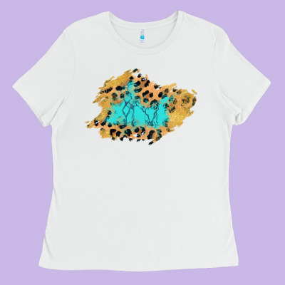 Glitter Leopard Turquoise Patch Ladies Tee Designed By Adodesignshop