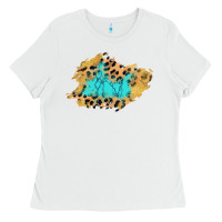 White glitter leopard turquoise patch Ladies Tee - AdoDesignShop