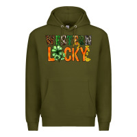 Army Green Western lucky with clover St. Patricks day Premium Hoodie - HowdyJamesFarm
