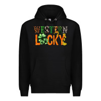 Black Western lucky with clover St. Patricks day Premium Hoodie - HowdyJamesFarm