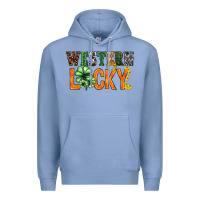 Colony Blue Western lucky with clover St. Patricks day Premium Hoodie - HowdyJamesFarm