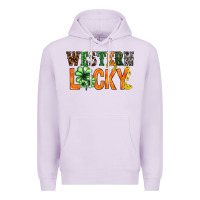 Lilac Western lucky with clover St. Patricks day Premium Hoodie - HowdyJamesFarm