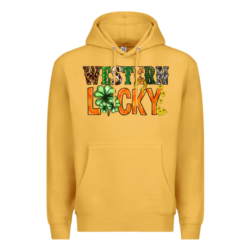 Western Lucky With Clover St. Patricks Day Premium Hoodie by HowdyJamesFarm | Teevron