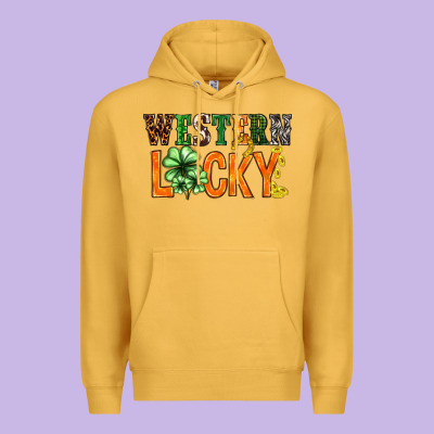 Western Lucky With Clover St. Patricks Day Premium Hoodie Designed By Howdyjamesfarm