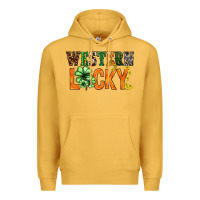 Mustard Western lucky with clover St. Patricks day Premium Hoodie - HowdyJamesFarm