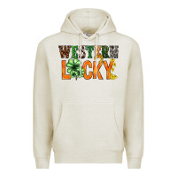 Oatmeal Heather Western lucky with clover St. Patricks day Premium Hoodie - HowdyJamesFarm