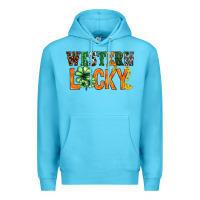 Ocean Blue Western lucky with clover St. Patricks day Premium Hoodie - HowdyJamesFarm
