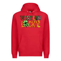 Red Western lucky with clover St. Patricks day Premium Hoodie - HowdyJamesFarm