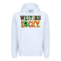 White Western lucky with clover St. Patricks day Premium Hoodie - HowdyJamesFarm