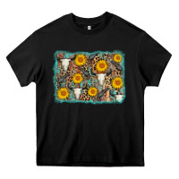 Black cow skull sunflower background Heavy Core Tee - AdoDesignShop