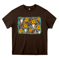 Chocolate Brown cow skull sunflower background Heavy Core Tee - AdoDesignShop