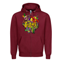 Burgundy texas map mardi gras Zipper Hoodie - CowGirlArtShop