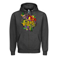 Charcoal Heather texas map mardi gras Zipper Hoodie - CowGirlArtShop