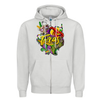 Dove Grey texas map mardi gras Zipper Hoodie - CowGirlArtShop