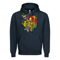Navy texas map mardi gras Zipper Hoodie - CowGirlArtShop