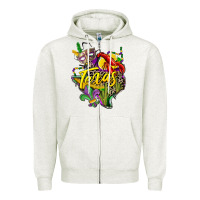 Oatmeal Heather texas map mardi gras Zipper Hoodie - CowGirlArtShop