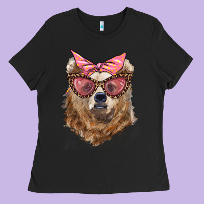 Mama Bear With Glasses And Bandana Ladies Tee Designed By Artiststas