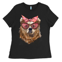 Black mama bear with glasses and bandana Ladies Tee - Artiststas
