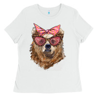 White mama bear with glasses and bandana Ladies Tee - Artiststas