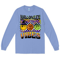 Colony Blue halloween vibes smiley face Long Sleeve Tee - BarkalooDesign