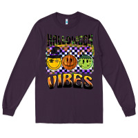 Plum halloween vibes smiley face Long Sleeve Tee - BarkalooDesign